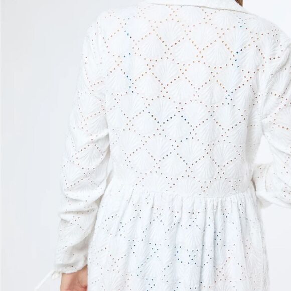 NWT Onia air linen maxi shirt dress eyelet shell pattern button front size small - Picture 3 of 9